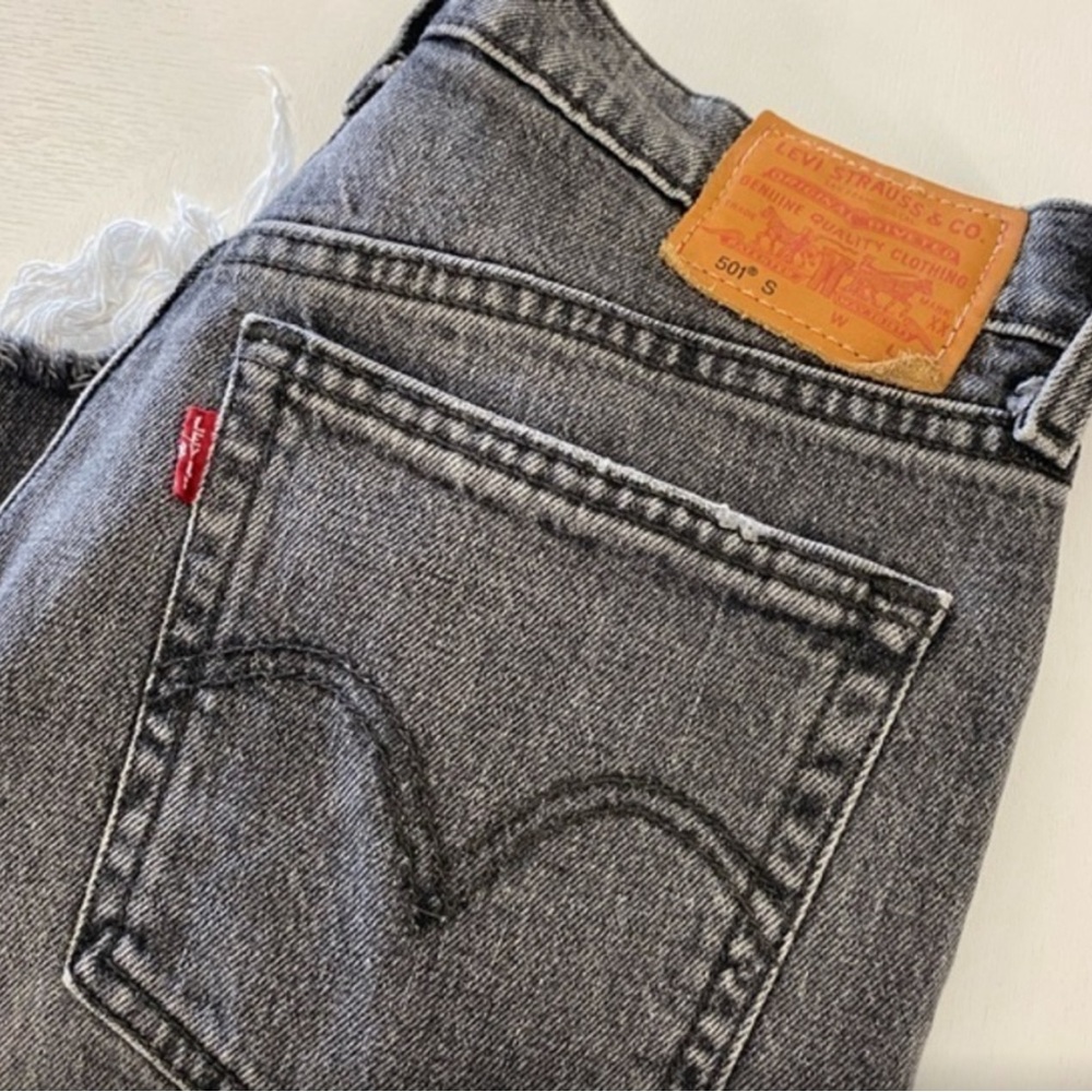 Levi’s Skinny’s s Premium 501 Crops Raw‎ Hem Dark gray
